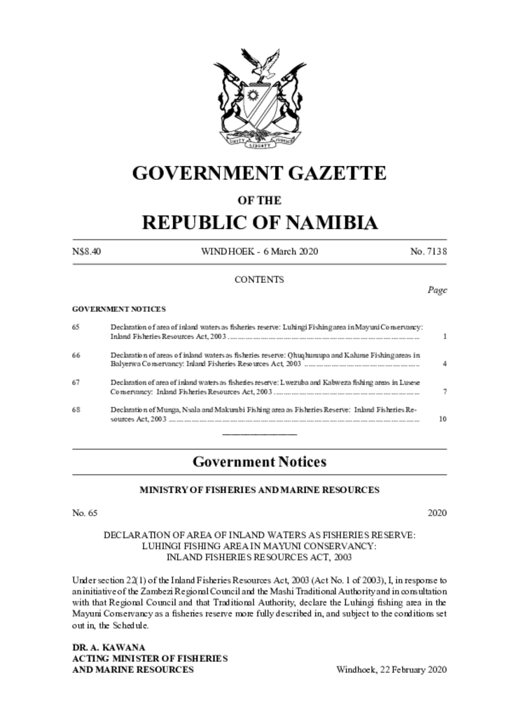 Makumbi Fisheries Reserve Gazette 2020